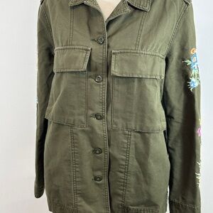 Bershka Green‎ Utility Jacket with Embroidery